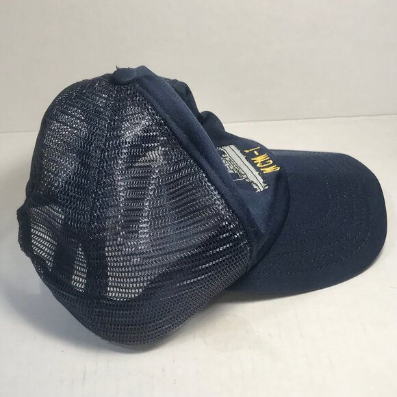 Vintage USS Avenger MCM-1 Navy Ship Snapback Hat Cap Mens Blue Large Made inUSA - Picture 4 of 14